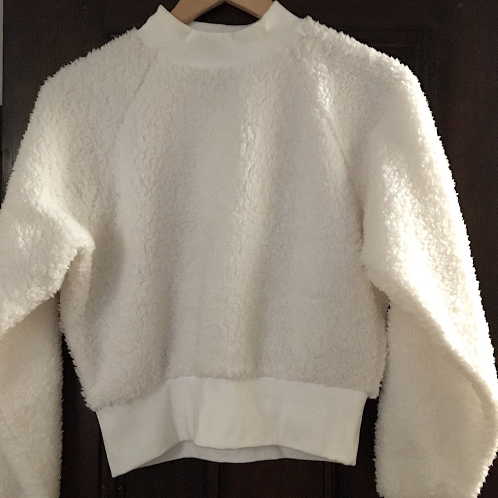White Sherpa Cropped Sweater